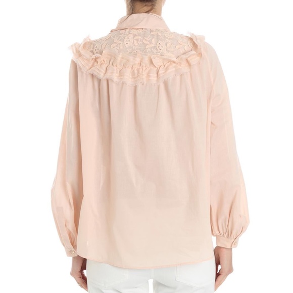 See by Chloe COTTON VOILE BLOUSE WITH LACE IN PINK - Picture 4 of 8